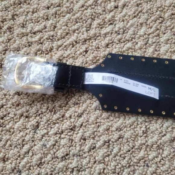 Loft black leather, gold studded, waist belt in size M/L NWT - Picture 8 of 9